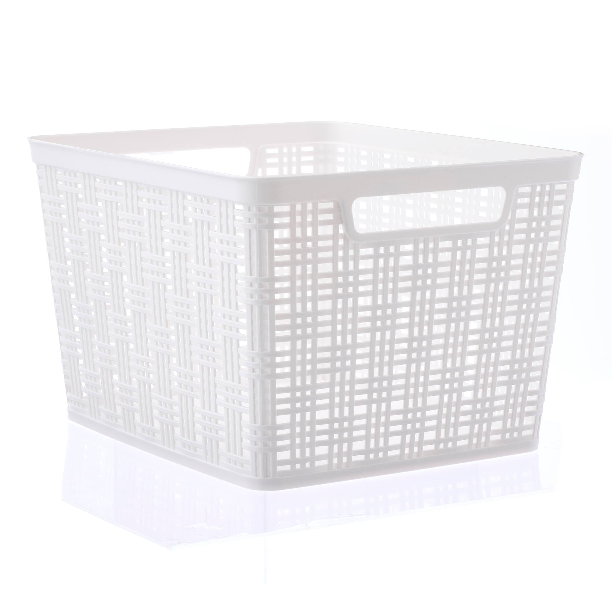 12 Pack: Plastic Wicker Storage Basket by Simply Tidy